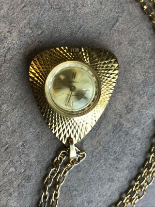 Vintage Pendant Watch Necklace Lucerne Antimagnetic Swiss Made Bun H