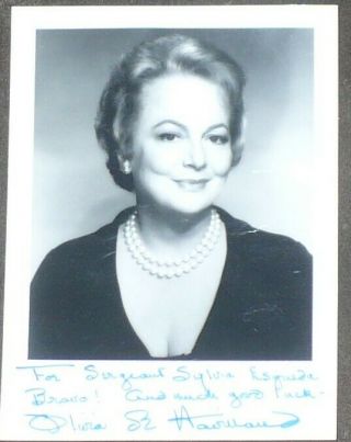 5 X 7 B&w Signed Photograph Of Movie Star Oliva De Havilland