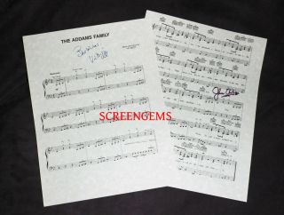The Addams Family Theme Music Signed Composer Vic Mizzy And John Astin Rare Tv
