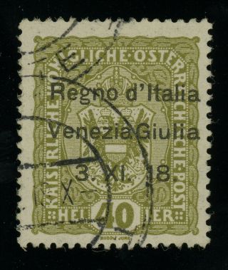 Venezia Giulia 1918 40h Olive,  Perfect,  Sass.  10,  Cat.  Eur 350,  Very Scarce