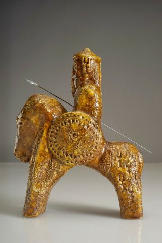 Mid Century Modern Italian Art Pottery Bitossi Aldo Londi Warrior on Horse 2