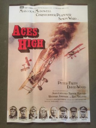 Aces High 1976 British Film Poster Malcolm Mcdowell Ww2 War Film