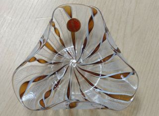 Stunning Vintage Venini Murano Italy Latticino Art Glass Handkerchief Bowl
