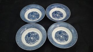 4 Royal China Currier And Ives 5.  5” Fruit/berry Bowl Children At The Farm Gate