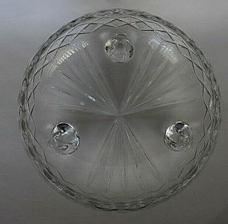 Vintage three footed diamond cut crystal rose bowl with flat base 2