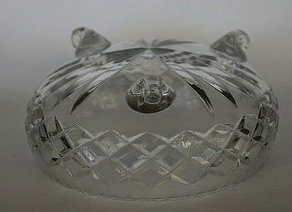 Vintage three footed diamond cut crystal rose bowl with flat base 3