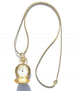 Vintage Futura Gold Tone Pocket Watch Or Necklace Watch