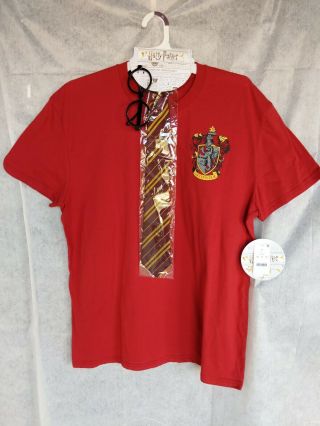 Harry Potter Wizarding World Gryffindor Costume Set Xlarge T - Shirt Tie Glasses