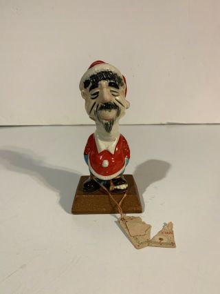 Vintage 1960s Kreiss Psycho Ceramic Christmas Figurine Beatnik Santa Suit Japan