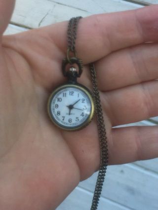 Mini Classic Pocket Watch Necklace Steampunk Vintage Antique Style