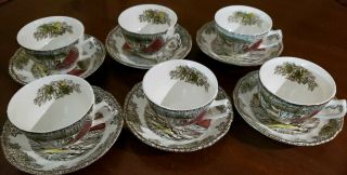 Johnson Brothers Friendly Village The Ice House Set of 5 Tea Cup Saucers England 2
