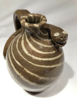 Charles Lisk Mini Swirl Snake Jug Catawba Valley Nc Folk Art Pottery Stoneware
