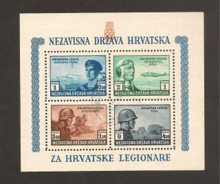 Croatia (ndh) Wwii - Mi.  No.  111/114,  1943.  Block Issue Hrvatska Legionare