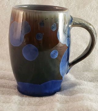Pottery Handmade Thrown Coffee Mug/cup Mottled Metallic Blue,  Black,  Brown