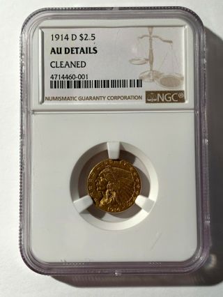 1914 - D $2.  50 - Gold Indian Head Coin - Au Ngc Certified