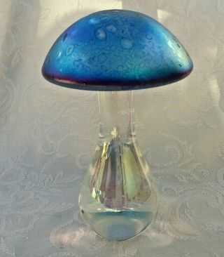 Heron Glass Tall Blue Mushroom - Gift Box - Made In England