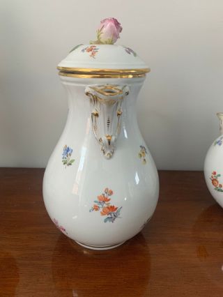 Meissen Floral Coffee Pot With Rose Nr