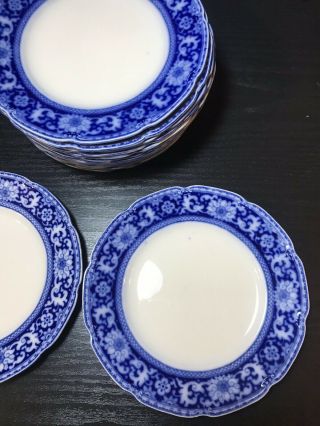 Set Flow Blue White Salad Plate 6” & 5 3/8”desert Bowls Grindley Glenmore Eng