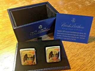Hand Made Brooks Brothers American Eagle Vintage Stamp Cufflinks