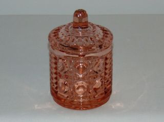 Vintage Antique Art Deco Pink Depression Glass Lidded Candy Jam Jar