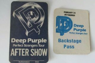 1985 Deep Purple Perfect Strangers Tour Backstage Pass - Pittsburgh Plus 1 More