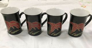 Set Of 4 Staffordshire England Coffee Cups Kiln Craft
