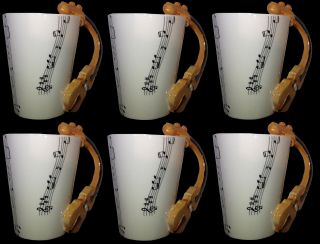 6 Set of VIOLIN VIOLA with MUSICAL NOTES COFFEE MUG CUP GIFT DRINKWARE 2