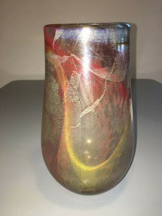 Large British Studio Art Glass Vase Signed Dan Aston