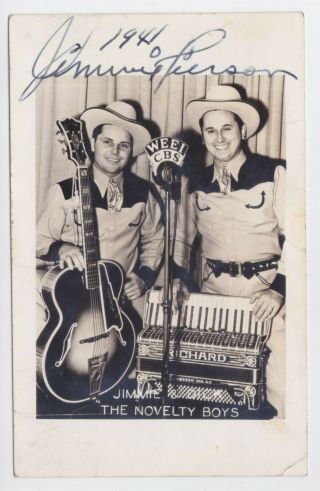 Rppc Signed 1941 Jimmie Pierson The Novelty Boys " Hillbilly " Music Weei Radio