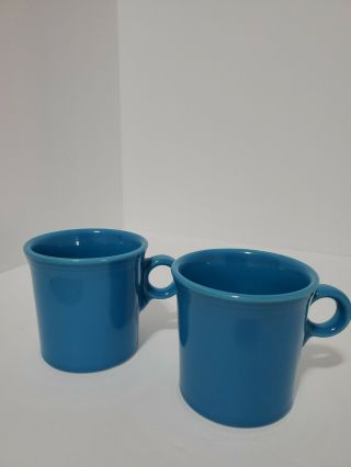 Fiesta Ware Peacock Blue Coffee Mug Ring Handle Set Of 2 Hlc Usa Tea Cup