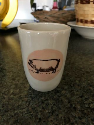 Rae Dunn Farm Line Pig Cup/mug With Magenta Stamp 3.  75 " Tall