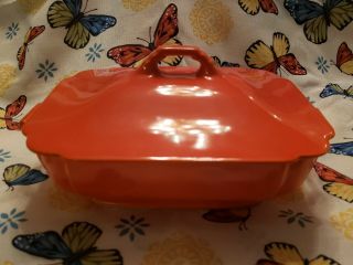 Vintage Riviera Red Covered Casserole Dish From Homer Laughlin No Damage