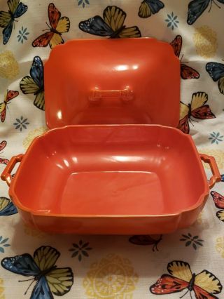 Vintage Riviera Red Covered Casserole Dish from Homer Laughlin No Damage 2