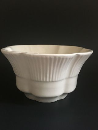 Vintage Haeger Usa Ivory White Planter Bowl 156 - Fluted Scallop Design