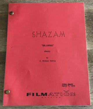 Exc Shazam Filmation Live Action Captain Marvel Tv Script 1976 Rare