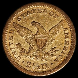 1861 U.  S.  Liberty Head $2.  50 Gold Quarter Eagle Coin 2