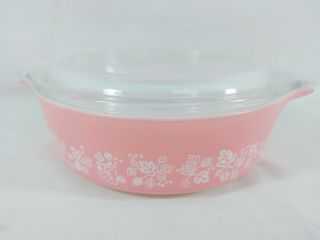 Vintage Pyrex Pink Gooseberry 471 Covered Casserole Dish Bowl W/ Lid 1 Pt