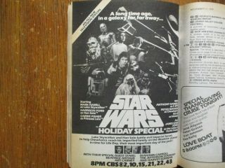 Nov.  11 - 1978 Tv Guide Mag (star Wars Holiday Special/elizabeth Taylor/ron Leibman