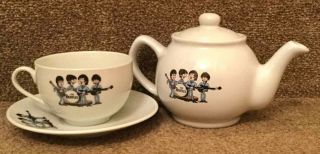 The Beatles Cartoon Tea For One Set Teapot With Cup And Saucer John,  Paul