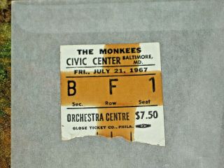 July 21,  1967 The Monkees Ticket Stub Baltimore Md. ,  Tour Book