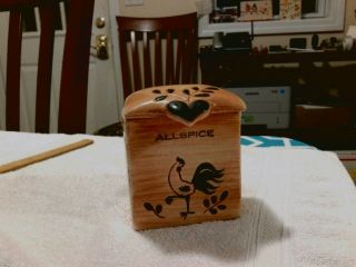 Vintage Pennsbury Pottery Usa Black Rooster Allspice Spice Container
