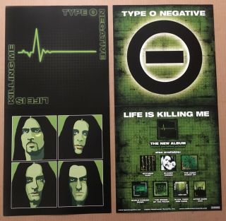 Type O Negative Rare 2003 Double Sided Promo Poster Flat For Life Cd 12x24