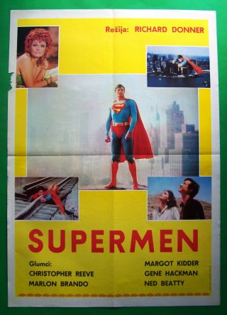 Superman - Marlon Brando/c.  Reeve/g.  Hackman - Yugo Movie Poster 1979 - Sci Fi