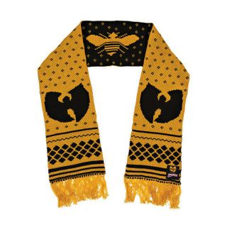Rare Wu - Tang Clan 36 Chambers Protect Ya Neck Black & Yellow Long Knitted Scarf