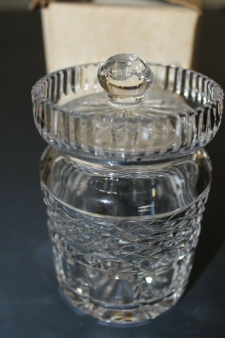 Vintage Signed Waterford Cut Crystal Lismore Lidded Jam Jelly Jar 2