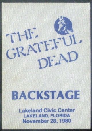 Grateful Dead Rare Backstage Pass Lakeland Florida 11/28 1980 - Garcia