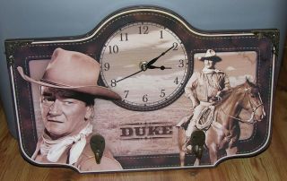 John Wayne " Duke " Wall Clock W/ Key Coat Hooks - Great Western Collectible