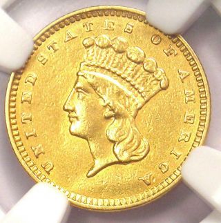 1857 Indian Gold Dollar Coin G$1 - Certified Ngc Au Details - Rare Coin