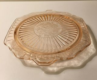 Vintage Pink Pressed Depression Glass Cake Plate 10 