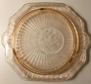 Vintage Pink Pressed Depression Glass Cake Plate 10 